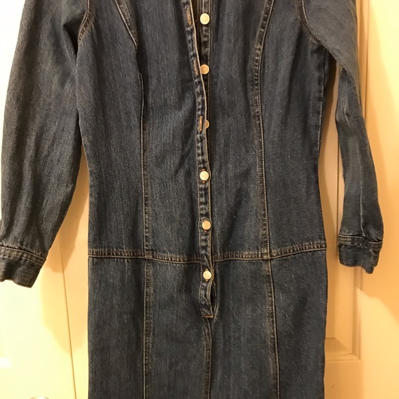 Vintage Jeanology Maxi Denim Dress Size  Small Gently used Buttons up Size 6P - Picture 2 of 12